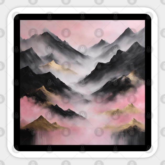 Misty Mountainscape Sticker by Alihassan-Art